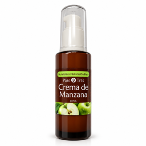 crema de manzana en envase ámbar