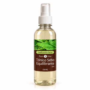 frasco de tónico facial equilibrante con menta