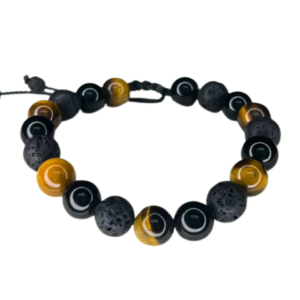 pulsera de lava, onyx y ojo de tigre