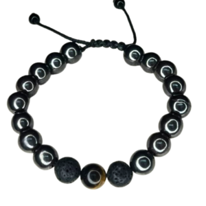 pulsera hematita, ónix y lava