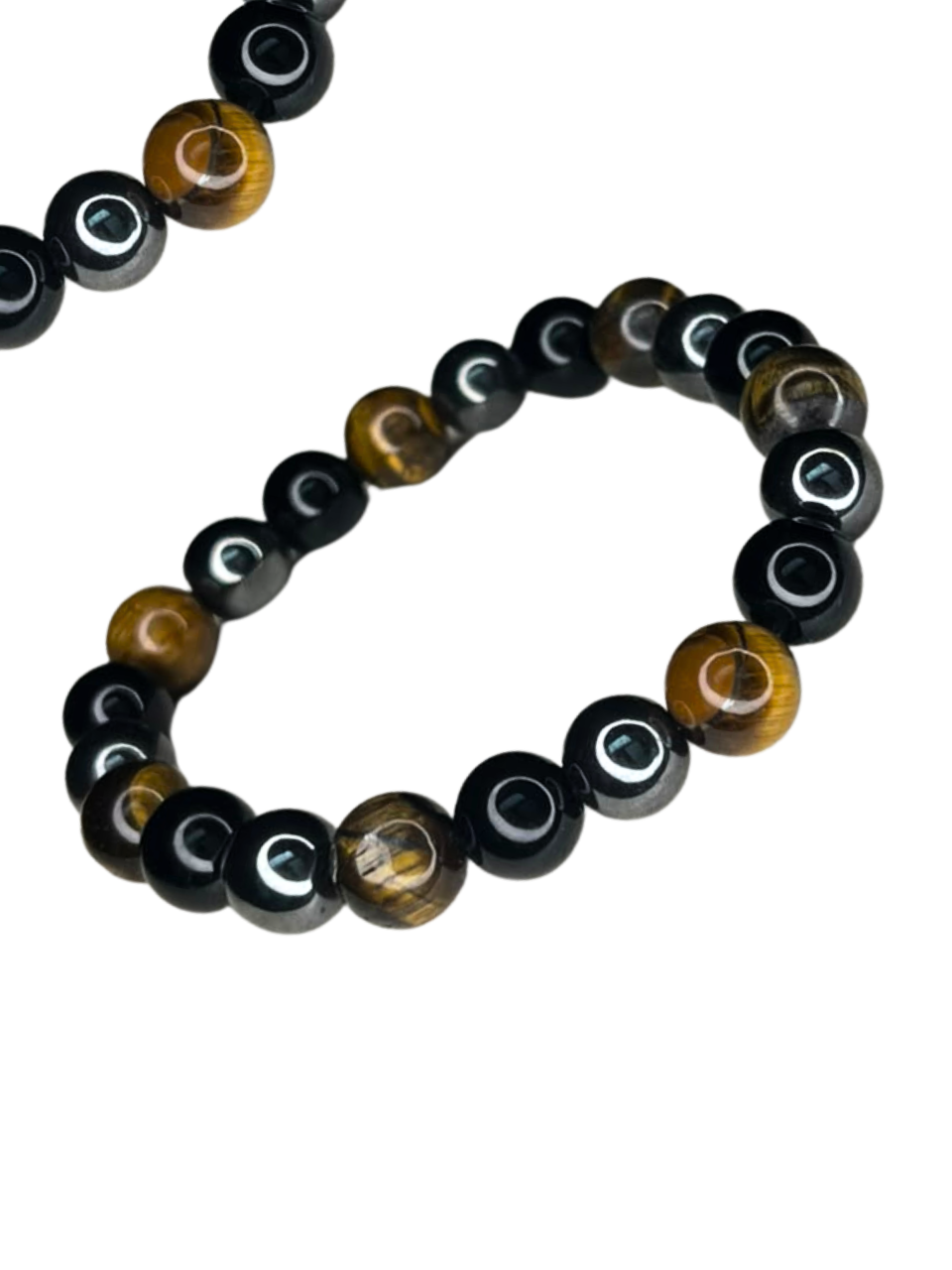 pulsera ónix, ojo de tigre y hematita pulsera ónix, ojo de tigre y hematita