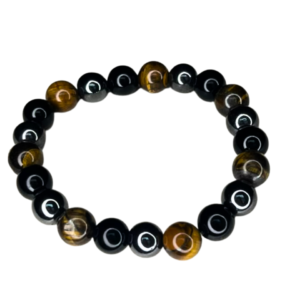 pulsera ónix, ojo de tigre y hematita