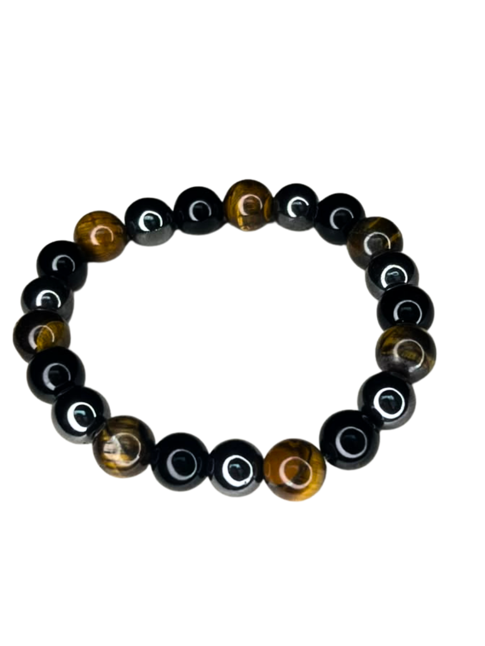 pulsera ónix, ojo de tigre y hematita pulsera ónix, ojo de tigre y hematita