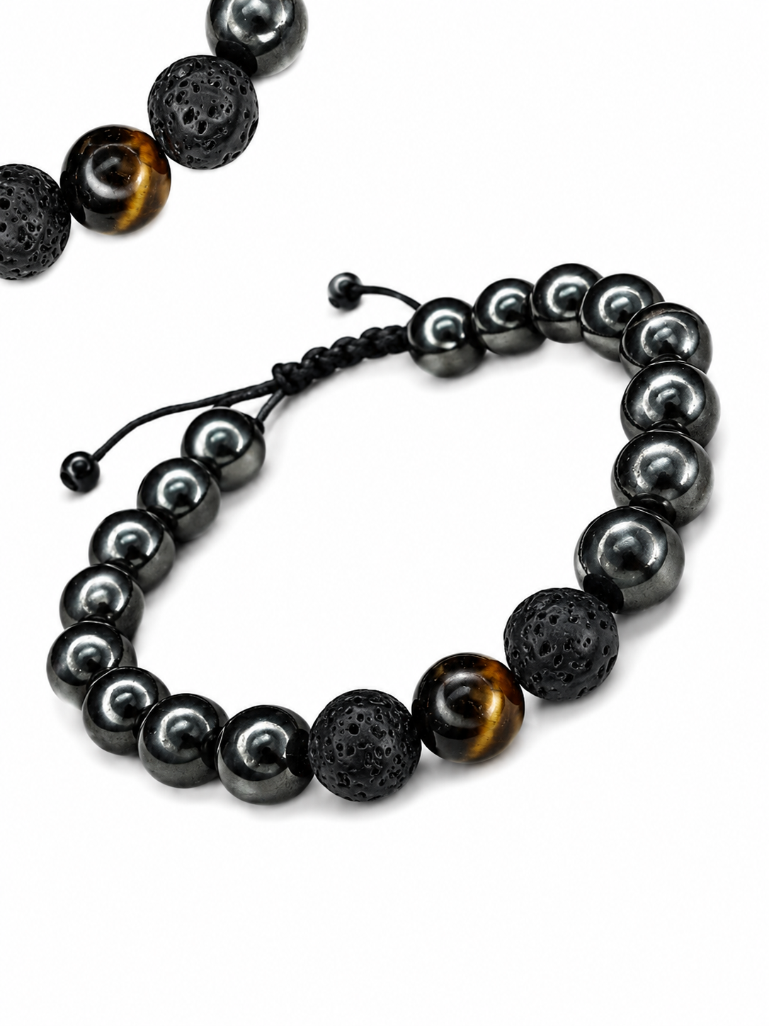 pulsera hematita, lava y ojo de tigre pulsera hematita, lava y ojo de tigre