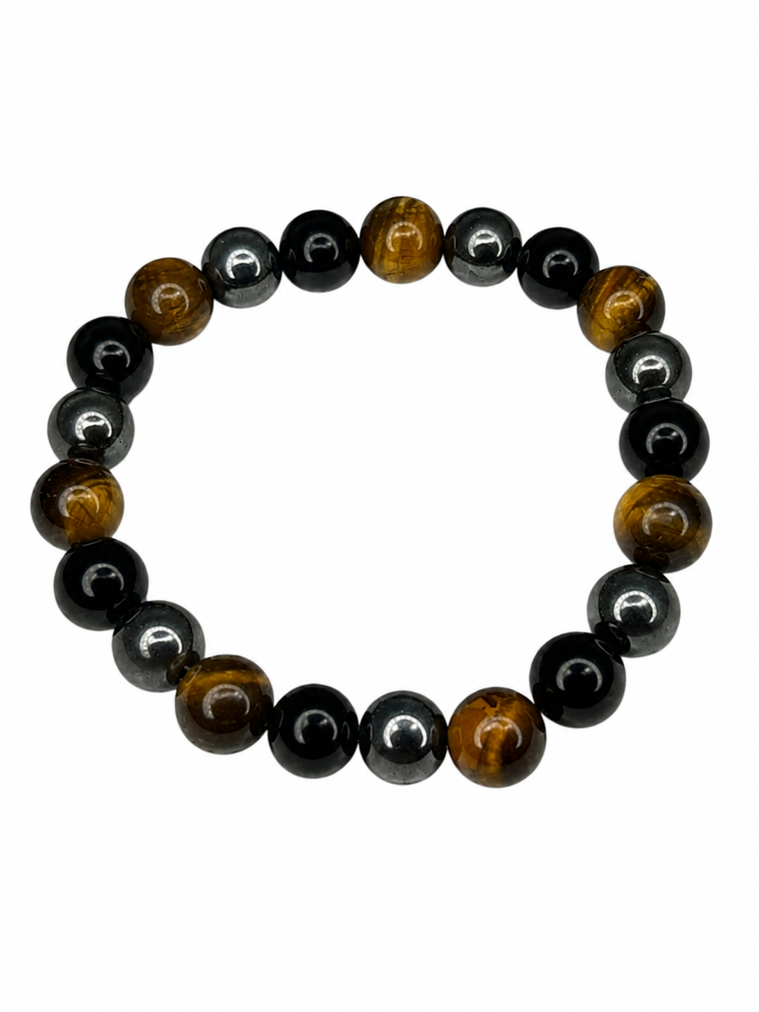 pulsera ónix, ojo de tigre y hematita pulsera ónix, ojo de tigre y hematita