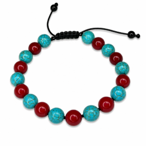 pulsera jade rojo y turquesa